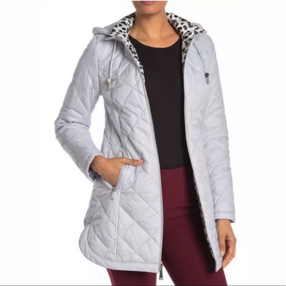 Laundry By Shelli Segal Ice Blue Quilted Coat M